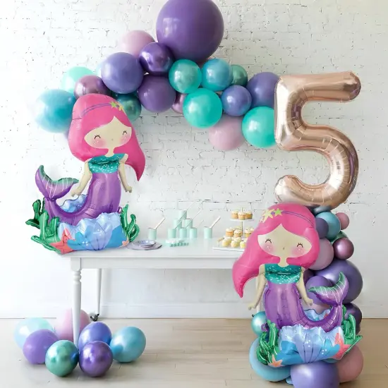 Self-Standing Mermaid Balloons for Little Mermaid Birthday Decorations Mermaid Party Supplies Mermaid Foil Balloon {2}