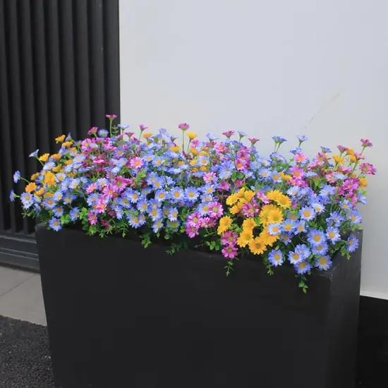 Artificial Plants & Summer Bouquets Flowers Outdoor 16 Bundles Fade Resistant Wildflowers Fake Daisy {5}