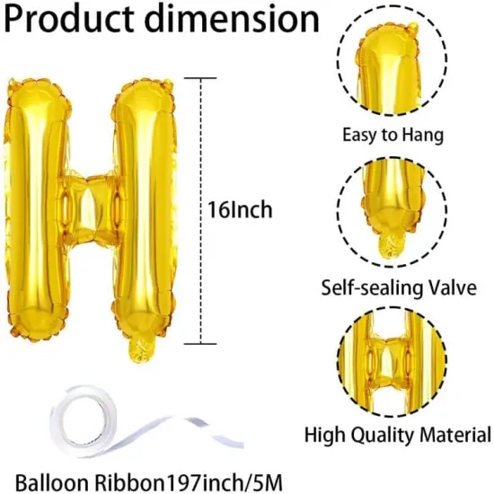Happy Birthday Banner,Personalized Name Happy Birthday Balloon Banner Letters Balloons 2 Sets A-Z 16 Inch Reusable Foil Mylar Birthday Party Decorations for Women Men Boys Girls (Gold) {5}