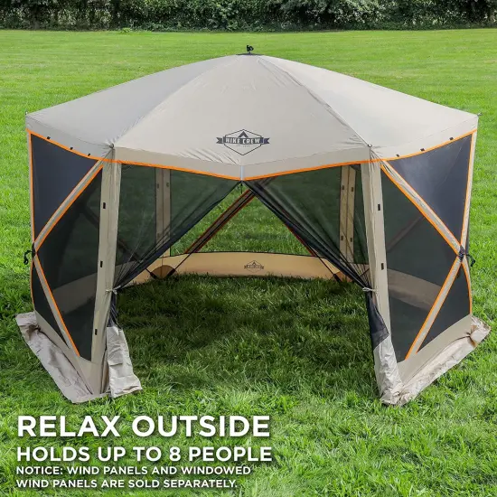 Hike Crew 6-Panel Pop-Up Screen House Gazebo 140"x140" &ndash; UV Resistant, Fits 9 People, Instant Setup {5}