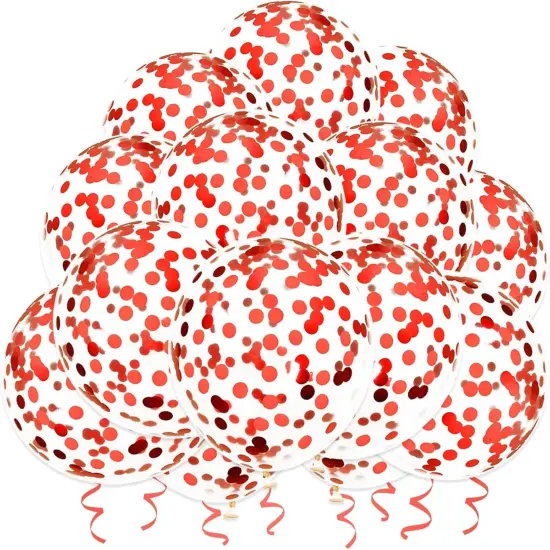 Red Confetti Balloons, 25 Pcs Thickened 12 Inch Clear Latex Balloon with Confetti Inside for Graduation Decorations Engagement Bridal Shower Party Baby Shower Birthday Party Decorations Supplies {1}