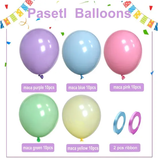Pastel Balloons, Pastel party Balloons 50pcs 12 inch Colorful Rainbow Balloon Macaron Latex Balloons for Easter Birthday Baby Shower Rainbow Party Anniversary Party Decorations {2}