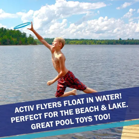 Activ Life 2 Pack Flying Rings for Kids, Fun Beach Toys, Gifts for Boys & Girls Aged 3-14, Cool Family Outdoor Games, Play at Swimming Pool, Playground, Basket Fillers Birthday Presents, Cyan/ Blue {4}