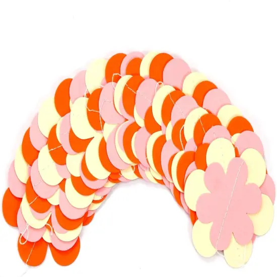 Orange-Pink Fall Party-Decorations Streamers-Garland - 52ft Boho Flower Hanging Paper Banner, Groovy Birthday Baby Bridal Shower Bachelorette Wedding Engagement Decor {2}