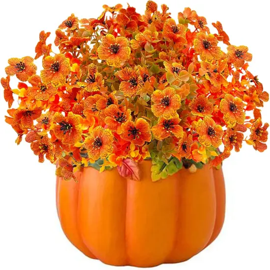 Artificial Fall Flowers for Outdoors - (10PCS,Orange) {4}