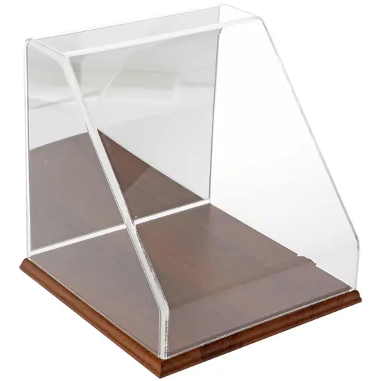 Plymor Clear Acrylic Slanted Front Display Case, 10" x 10" x 10" Hardwood (Mirrored) {1}
