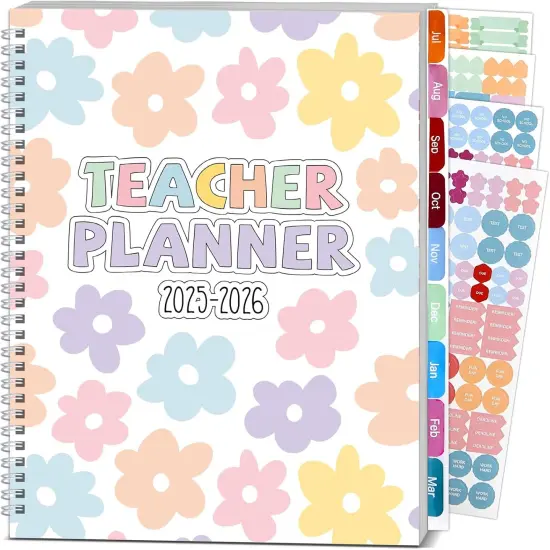 Teacher Planner 2025-2026 - 8.5"x11" (Pastel Flower) {1}