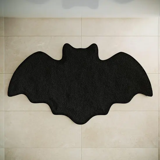 Halloween Bats Bathroom Rug Black Gothic Goth {1}