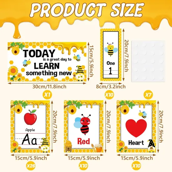 57Pcs Bee Alphabet Number Bulletin Board Set {2}