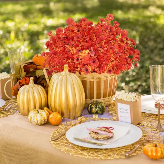 12 Bundles Artificial Fall Flowers Outdoor UV Resistant {5}