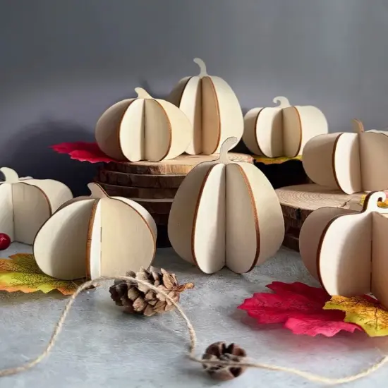 DIY 3D Fall Pumpkin Wood Craft Kit – 24 PCS Unfinished Wooden Pumpkins for Painting – Autumn Craft Set for Kids & Adults – Thanksgiving & Halloween Decor Ornaments {2}