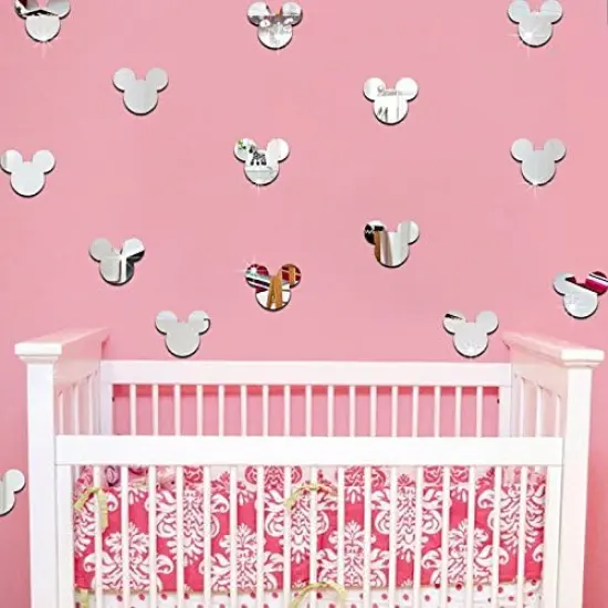 20PCS Cartoon Mickey Mouse Head Mirror Wall Sticker {1}