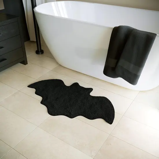 Halloween Bats Bathroom Rug Black Gothic Goth {2}