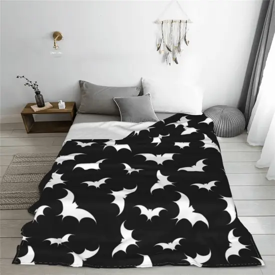 Gothic Bat Pattern Throw Blanket - Halloween Themed {4}