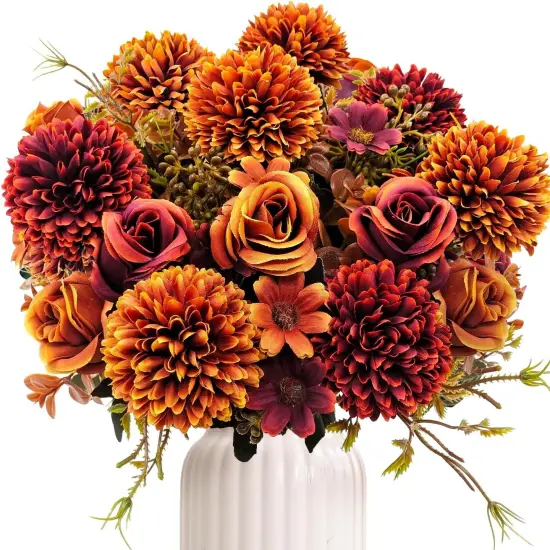 Fall Floral Arrangement - Silk Chrysanthemums {1}