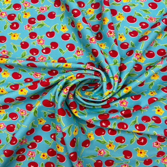 1 Yard Cherry Print Stretch Spandex Fabric for Swimwear and Dancewear 58/60 Inches Wide {2}