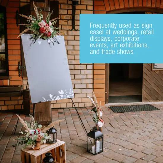 63" High Metal Folding Display Easel - Adjustable Height, Instantly Collapses, Holds 5 lbs - Portable Art Easel Stand - For Sign, Poster, Canvas, Painting, Picture Display {6}