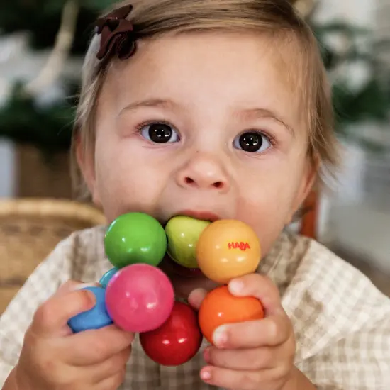 HABA Wooden Baby Teething Toy Magica, Sensory Grasping Rattle for Babies 6-24 Months, Safe & Colorful Sensory Toys for Babies and New Baby Gift Multicolor {5}