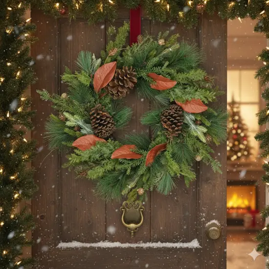 Northlight Mixed Pine with Pine Cones Artificial Christmas Wreath - 26" - Unlit Green {4}