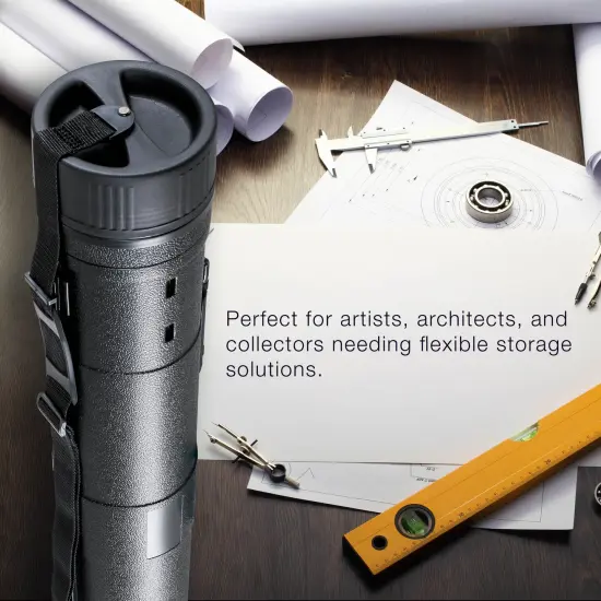 Large Poster Tube - Telescoping Adjustable 31-5/8" to 53-3/4" - Durable 5-1/2" Diameter Storage Tube - Art Poster Carrier Holder & Blueprint Storage Drafting Tube Travel & Protection {6}