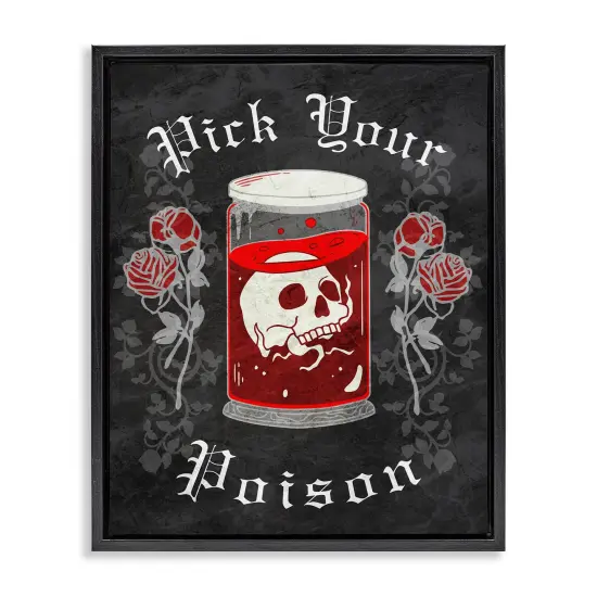 Pick Your Poison Skull Floating Frame Canvas Art Black {1}