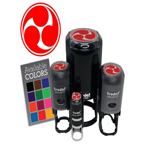 Mitsu Tomoe Japanese Shinto God Symbol Samurai Charm Self-Inking Rubber Stamp Brown {7}