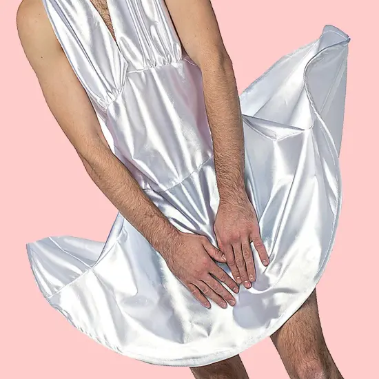 Miss Manroe Funny White Dress Costume for Men Halloween Party Outfit {6}