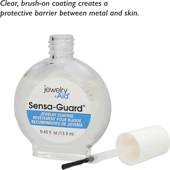 The Beadsmith Jewelry Aid Sensa-Guard 0.45 fl. oz - Brush Cap - Clear Coating &ndash; Protector for Sensitive Skin Against Jewelry Irritation {6}