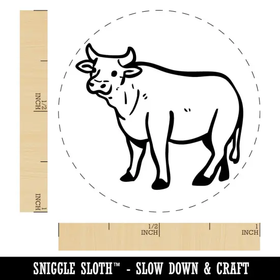 Friendly Cow Ox Cattle Farm Animal Self-Inking Rubber Stamp Crafting Planners Green {1}