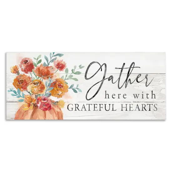 Gather Grateful Hearts Seasonal Harvest Rustic PhraseCanvas Art {1}