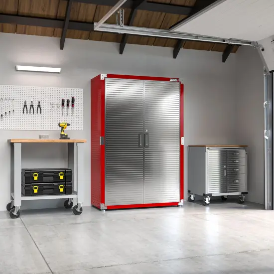 Seville Classics UltraHD Storage Cabinet, 48" W x 24" D x 72" H Red {1}