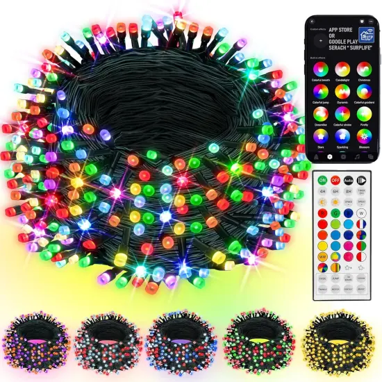 Bright Smart Christmas String Lights, 98FT 300 LED RGB Color Changing String Lights with Remote & App Controlled {1}