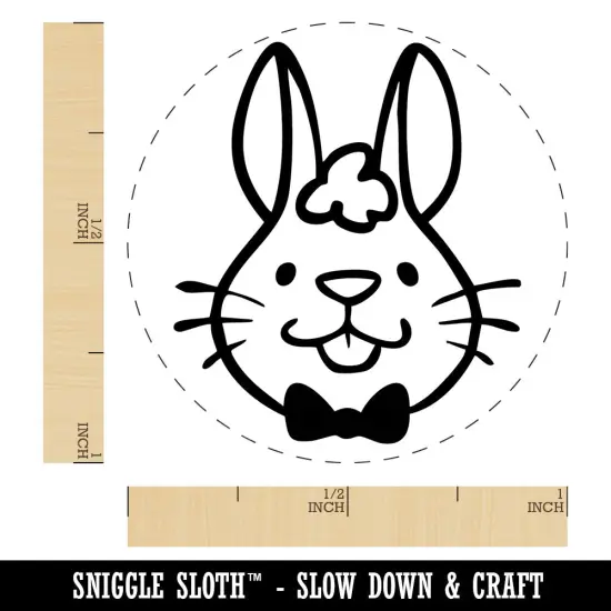 Adorable Cartoon Easter Bunny Head Rabbit Bow Tie Self-Inking Rubber Stamp Purple {1}