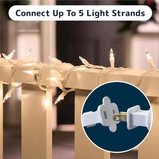 20 ft 100-Count Clear Warm White Christmas Lights {5}