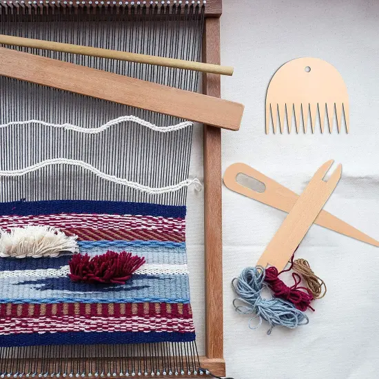7 Pieces Wood Hand Loom Stick Set, 5 Pieces Wood Weaving Crochet Needle {4}