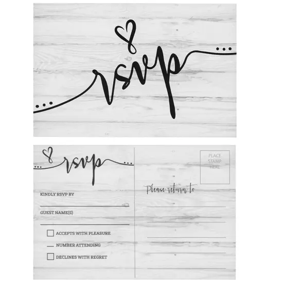 60 Pack RSVP Postcards for Wedding, Rehearsal Dinner, Bridal Shower, Birthday Party with Mailing Side (4x6 In) White {5}
