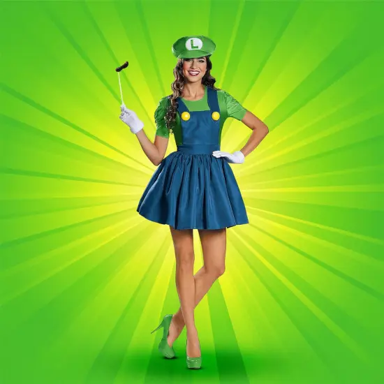 Nintendo Super Mario Bros Women's Luigi Costume Dress {5}