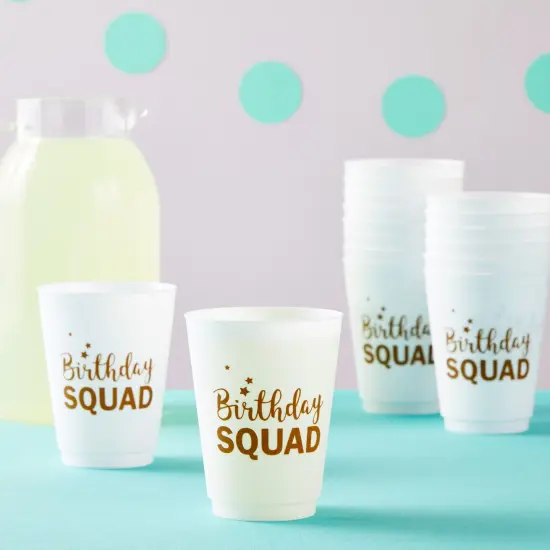 16 Pack Reusable Happy Birthday Party Cups for Women, Birthday Squad Plastic Tumblers for Adults (White, 16 oz, 4.25 x 3.5 Inches) {3}
