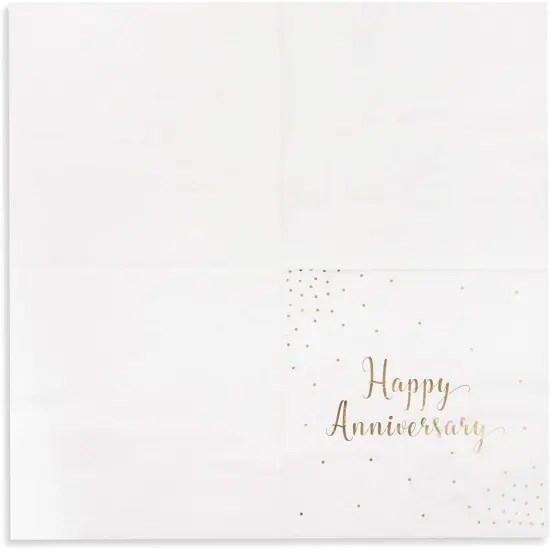 50 Pack Happy Anniversary Napkins, Gold Foil Cocktail Napkins for Wedding Anniversary, Party Decorations, Disposable (5 In) White {5}