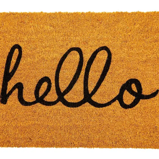 Hello Coco Coir Doormat for Patio, Natural Fall Welcome Mat for Front Door (17 x 30 In) Brown {7}