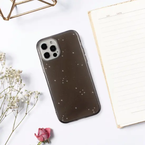 Insten Glitter Case Compatible with iPhone 12 Pro / iPhone 12 Case 6.1 Inch, Soft TPU Sparkle Protective Cases, Shock Absorption, Crystal Clear Black Bling Shinny Slim Cover for Women Girls {7}