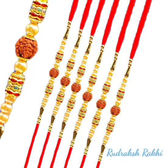 2CT Rakhi for Brother Rudraksha Rakhi Raksha Bandha Gift for your Brother Traditional Handmade Rudraksh Beads Rakhi Bracelet for Brother, Sister Bhabhi {4}