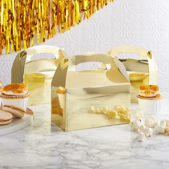 24-Pack Treat Boxes - Candy Gable Boxes for Party Favors, Birthday, Wedding, Baby Shower (Gold, 6.2x3.5x3.6 In) {2}
