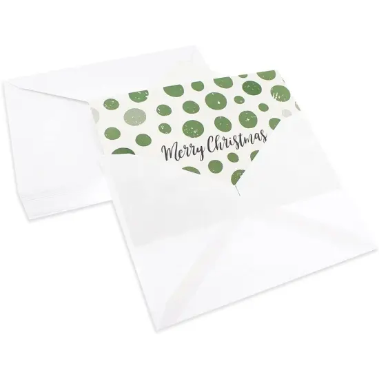 48-Pack Holiday Blank Cards with Envelopes, 4x6 Bulk Christmas Greeting Card Assortment Box, Green and Cream Merry Xmas Festive Designs, Blank Inside {6}