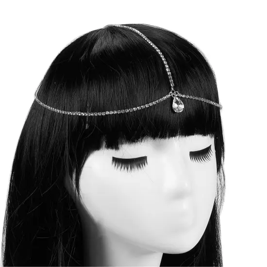 Silver Rhinestone Head Chain, Pendant Headpiece for Wedding, Bachelorette Party, Bridal Shower {7}