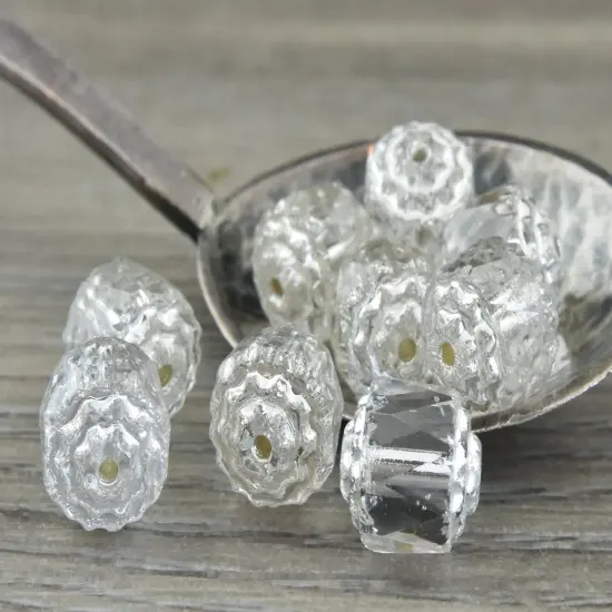 *20* 8mm Silver Washed Clear Fire Polished Cathedral Beads {5}