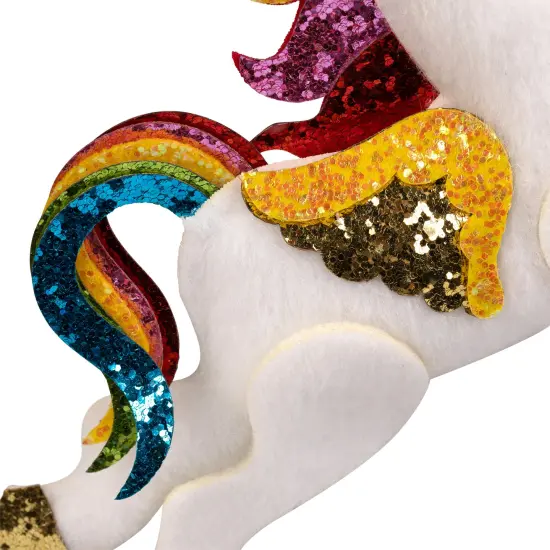Northlight Plush Leaping Rainbow Unicorn Christmas Ornament - 6.5" White {6}