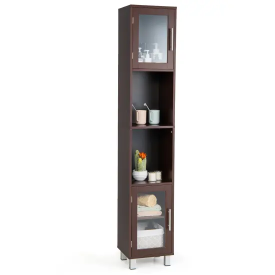 Costway 71'' Tall Tower Bathroom Storage Cabinet Organizer Display Shelves Bedroom Grey\Brown\Black {8}
