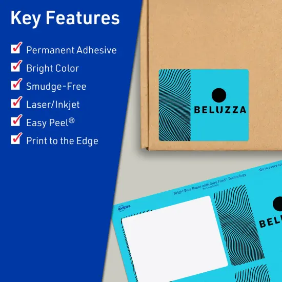 Avery Bright Blue Paper Labels, 3" x 3.75" Rectangle {2}