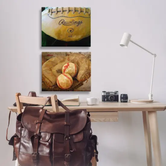 Stupell Industries Sports Balls & Mitt 2pc Canvas Wall Art Set Design by Graffi*tee Studios {2}